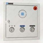 Контрольно-отключающий блок (щит контроля давления медицинских газов) с модулем сигнализации.